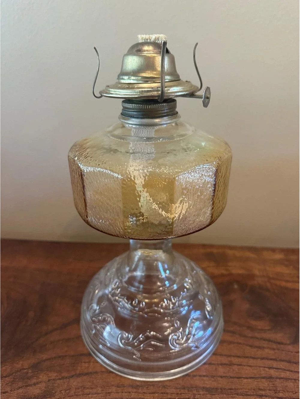 Vintage Oil Lamp Glass Decor P and A Risdon MFG. Co. Made In USA